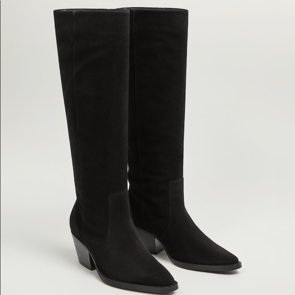 Leather black boots MANGO